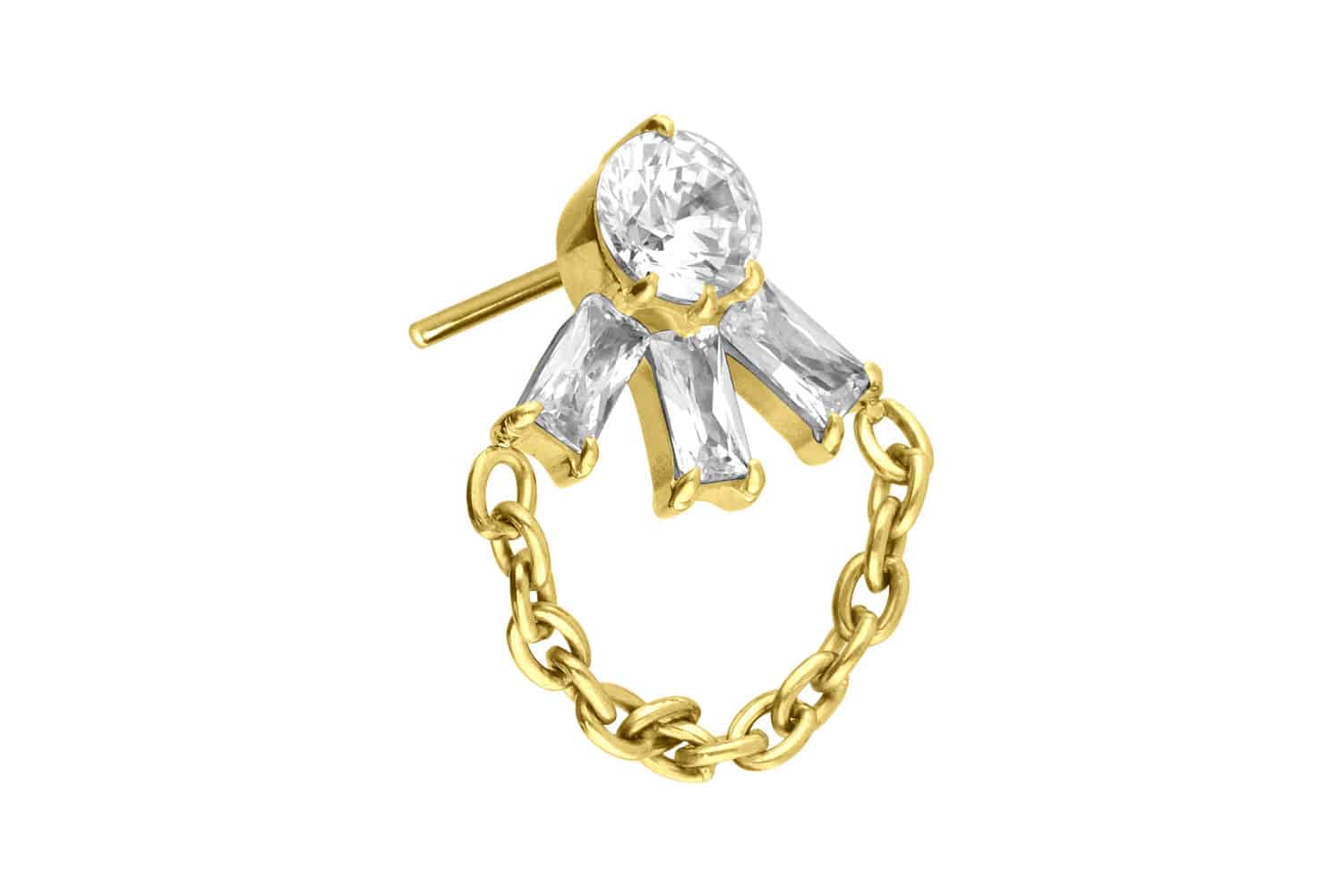 Titan Aufsatz mit Push Pin LOTUSBLÜTE + KETTE von Piercingline